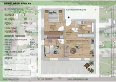 3 pokoje, mieszkanie 56,08 m², parter, oferta nr 1/M2, Osiedle Wieniawskiego - etap V, Rzeszów, Słocina, ul. Wieniawskiego
