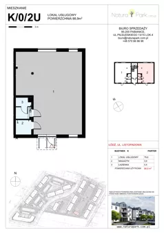 Lokal użytkowy 88,90 m², oferta nr K/0/2U, Natura Park - lokale usługowe, Łódź, Widzew, Dolina Łódki, ul. Listopadowa