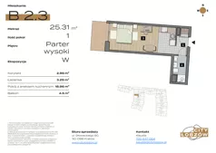 1 pokój, mieszkanie 25,31 m², parter, oferta nr B 2.3, City Łobzów, Kraków, Bronowice, Łobzów, ul. Głowackiego 60
