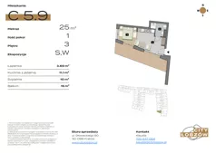 1 pokój, mieszkanie 25,00 m², piętro 3, oferta nr C 5.9, City Łobzów, Kraków, Bronowice, Łobzów, ul. Głowackiego 60