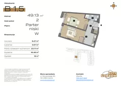 2 pokoje, mieszkanie 49,13 m², przyziemie, oferta nr B 1.5, City Łobzów, Kraków, Bronowice, Łobzów, ul. Głowackiego 60