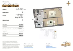 2 pokoje, mieszkanie 44,83 m², parter, oferta nr C 2.15, City Łobzów, Kraków, Bronowice, Łobzów, ul. Głowackiego 60