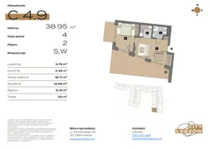 2 pokoje, mieszkanie 39,19 m², piętro 2, oferta nr C 4.9, City Łobzów, Kraków, Bronowice, Łobzów, ul. Głowackiego 60