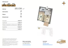 2 pokoje, mieszkanie 35,31 m², piętro 3, oferta nr A 5.2, City Łobzów, Kraków, Bronowice, Łobzów, ul. Głowackiego 60