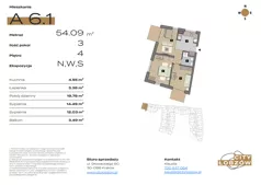3 pokoje, mieszkanie 54,43 m², piętro 4, oferta nr A 6.1, City Łobzów, Kraków, Bronowice, Łobzów, ul. Głowackiego 60