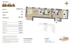 3 pokoje, mieszkanie 48,65 m², piętro 4, oferta nr B 6.1, City Łobzów, Kraków, Bronowice, Łobzów, ul. Głowackiego 60