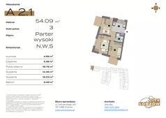 3 pokoje, mieszkanie 54,44 m², parter, oferta nr A 2.1, City Łobzów, Kraków, Bronowice, Łobzów, ul. Głowackiego 60