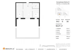 3 pokoje, mieszkanie 56,37 m², parter, oferta nr B2/33, Osiedle Koncertowa Dolina, Lublin, Czechów Północny, Choiny, ul. Koncertowa