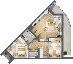 3 pokoje, mieszkanie 60,30 m², piętro 1, oferta nr 32, Quatro, Olsztyn, Zatorze, ul. Poprzeczna