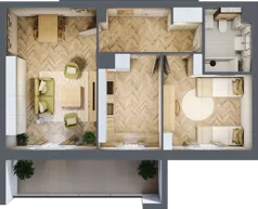 2 pokoje, mieszkanie 53,80 m², parter, oferta nr 88, Quatro, Olsztyn, Zatorze, ul. Poprzeczna