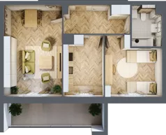 2 pokoje, mieszkanie 53,80 m², piętro 3, oferta nr 97, Quatro, Olsztyn, Zatorze, ul. Poprzeczna