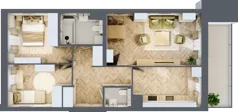 3 pokoje, mieszkanie 62,51 m², piętro 6, oferta nr 135, Quatro, Olsztyn, Zatorze, ul. Poprzeczna