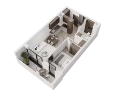 2 pokoje, mieszkanie 42,75 m², piętro 2, oferta nr M14, Apartamenty Verti, Radom, Ustronie, ul. Jana Pawła II / Wyścigowa