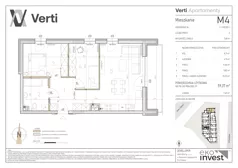 3 pokoje, mieszkanie 59,37 m², piętro 1, oferta nr M4, Apartamenty Verti, Radom, Ustronie, ul. Jana Pawła II / Wyścigowa