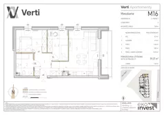 3 pokoje, mieszkanie 59,37 m², piętro 2, oferta nr M16, Apartamenty Verti, Radom, Ustronie, ul. Jana Pawła II / Wyścigowa