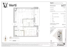 3 pokoje, mieszkanie 50,02 m², piętro 2, oferta nr M17, Apartamenty Verti, Radom, Ustronie, ul. Jana Pawła II / Wyścigowa