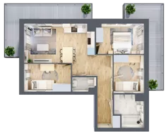 4 pokoje, mieszkanie 61,40 m², piętro 1, oferta nr 6, Apartamenty Horizon II etap, Radom, Akademickie, ul. Kazimierza Pułaskiego / Akademicka