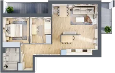 3 pokoje, mieszkanie 59,02 m², piętro 2, oferta nr 56, Apartamenty Horizon II etap, Radom, Akademickie, ul. Kazimierza Pułaskiego / Akademicka