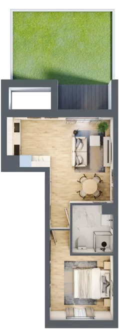 2 pokoje, mieszkanie 37,35 m², parter, oferta nr 1, Apartamenty Horizon II etap, Radom, Akademickie, ul. Kazimierza Pułaskiego / Akademicka