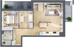 3 pokoje, mieszkanie 59,02 m², piętro 3, oferta nr 68, Apartamenty Horizon II etap, Radom, Akademickie, ul. Kazimierza Pułaskiego / Akademicka