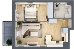 2 pokoje, mieszkanie 38,33 m², piętro 1, oferta nr 53, Apartamenty Horizon II etap, Radom, Akademickie, ul. Kazimierza Pułaskiego / Akademicka