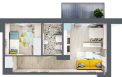 2 pokoje, mieszkanie 32,80 m², piętro 2, oferta nr M12, Apartamenty Serene , Kielce, KSM, ul. Zagórska