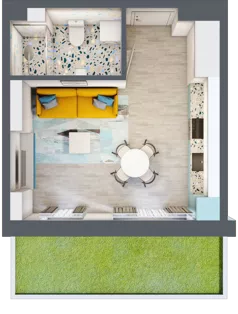 1 pokój, mieszkanie 29,07 m², parter, oferta nr M1, Apartamenty Serene , Kielce, KSM, ul. Zagórska
