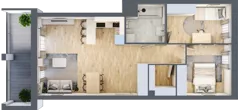 3 pokoje, mieszkanie 62,77 m², piętro 2, oferta nr 45, Osiedle Iluzjon Etap 2, Bydgoszcz, Kapuściska, ul. Nastrojowa 11