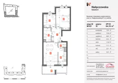 3 pokoje, mieszkanie 64,19 m², piętro 3, oferta nr M181, Nałęczowska - etap III, Lublin, Szerokie, ul. Nałęczowska 67