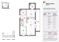 3 pokoje, mieszkanie 62,10 m², piętro 1, oferta nr M198, Nałęczowska - etap III, Lublin, Szerokie, ul. Nałęczowska 67