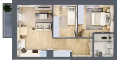 3 pokoje, mieszkanie 48,05 m², piętro 1, oferta nr 11, Esperanto Park Budynek B2, Olsztyn, Podleśna, ul. Zamenhofa