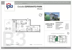 2 pokoje, mieszkanie 53,55 m², parter, oferta nr B3-32, Esperanto Park Budynek B3, Olsztyn, Podleśna, ul. Ludwika Zamenhofa 16d