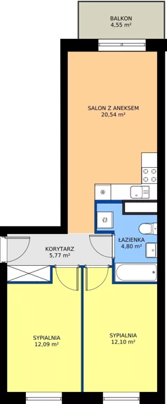 3 pokoje, mieszkanie 55,30 m², parter, oferta nr M49, Mała Dziesiąta, Lublin, Dziesiąta, ul. Wojenna