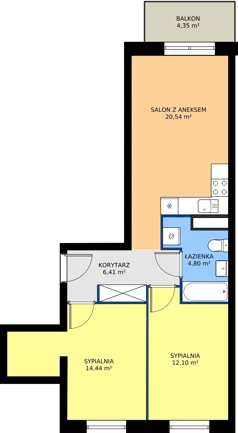 3 pokoje, mieszkanie 58,29 m², piętro 2, oferta nr M63, Mała Dziesiąta, Lublin, Dziesiąta, ul. Wojenna
