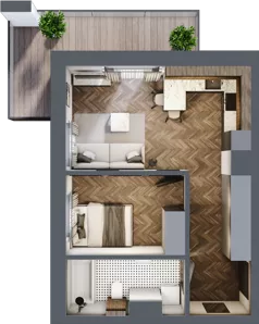 2 pokoje, mieszkanie 39,20 m², parter, oferta nr 2_I/2, KONCERTOWA - Na skraju miasta, Lublin, Czechów Północny, Czechów Północny,  ul. Koncertowa