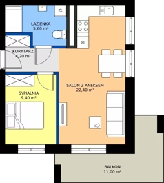 2 pokoje, mieszkanie 41,60 m², piętro 1, oferta nr 2_IV/9, KONCERTOWA - Na skraju miasta, Lublin, Czechów Północny, Czechów Północny,  ul. Koncertowa
