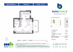 2 pokoje, apartament inwestycyjny 36,75 m², piętro 2, oferta nr 2-A.2.1, Baltic Park 2, Pogorzelica, ul. Wojska Polskiego