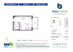 1 pokój, apartament inwestycyjny 28,27 m², piętro 2, oferta nr 2-A.2.2, Baltic Park 2, Pogorzelica, ul. Wojska Polskiego