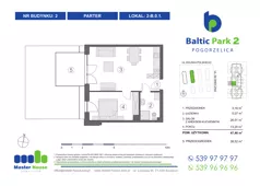 2 pokoje, apartament inwestycyjny 48,32 m², piętro 1, oferta nr 1-A.1.6, Baltic Park 2, Pogorzelica, ul. Wojska Polskiego
