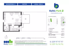 2 pokoje, apartament inwestycyjny 39,32 m², piętro 1, oferta nr 2-B.1.7, Baltic Park 2, Pogorzelica, ul. Wojska Polskiego