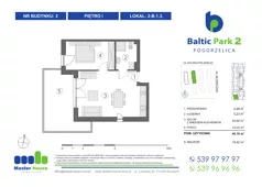 2 pokoje, apartament inwestycyjny 46,63 m², piętro 1, oferta nr 2-B.1.3, Baltic Park 2, Pogorzelica, ul. Wojska Polskiego