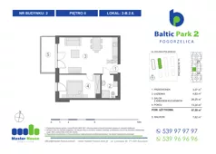 2 pokoje, apartament inwestycyjny 47,77 m², piętro 2, oferta nr 2-B.2.6, Baltic Park 2, Pogorzelica, ul. Wojska Polskiego