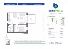 2 pokoje, apartament inwestycyjny 45,16 m², piętro 1, oferta nr 3-A.1.2, Baltic Park 2 - Etap III, Pogorzelica, ul. Wojska Polskiego