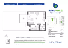 2 pokoje, apartament inwestycyjny 39,32 m², piętro 1, oferta nr 4-B.1.7, Baltic Park 2 - Etap III, Pogorzelica, ul. Wojska Polskiego