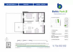 2 pokoje, apartament inwestycyjny 45,16 m², piętro 1, oferta nr 3-B.1.6, Baltic Park 2 - Etap III, Pogorzelica, ul. Wojska Polskiego