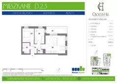 3 pokoje, mieszkanie 57,69 m², piętro 2, oferta nr D.2.3, Crocus Hill, Szczecin, Śródmieście, Śródmieście Północ, ul. Jerzego Janosika 2, 2A, 3, 3A