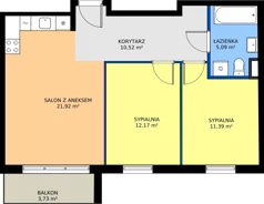 3 pokoje, mieszkanie 60,57 m², piętro 1, oferta nr 43, Wzgórze Krzemionki, Kraków, Podgórze, ul. Jerozolimska 4