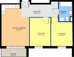 3 pokoje, mieszkanie 60,75 m², piętro 3, oferta nr 51, Wzgórze Krzemionki, Kraków, Podgórze, ul. Jerozolimska 4