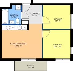 3 pokoje, mieszkanie 50,30 m², piętro 1, oferta nr 17, Wzgórze Krzemionki, Kraków, Podgórze, ul. Jerozolimska 4