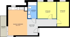 3 pokoje, mieszkanie 62,89 m², piętro 2, oferta nr 49, Wzgórze Krzemionki, Kraków, Podgórze, ul. Jerozolimska 4